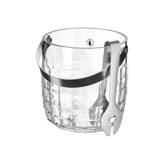 IKEA FRÖJDA Ice bucket with tongs, clear glass/stainless steel