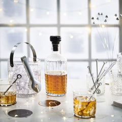 IKEA FRÖJDA Ice bucket with tongs, clear glass/stainless steel