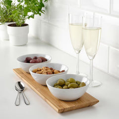 IKEA TYNGDLÖS Tray with 3 bowls, bamboo/white