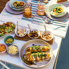 IKEA TYNGDLÖS Tray with 3 bowls, bamboo/white