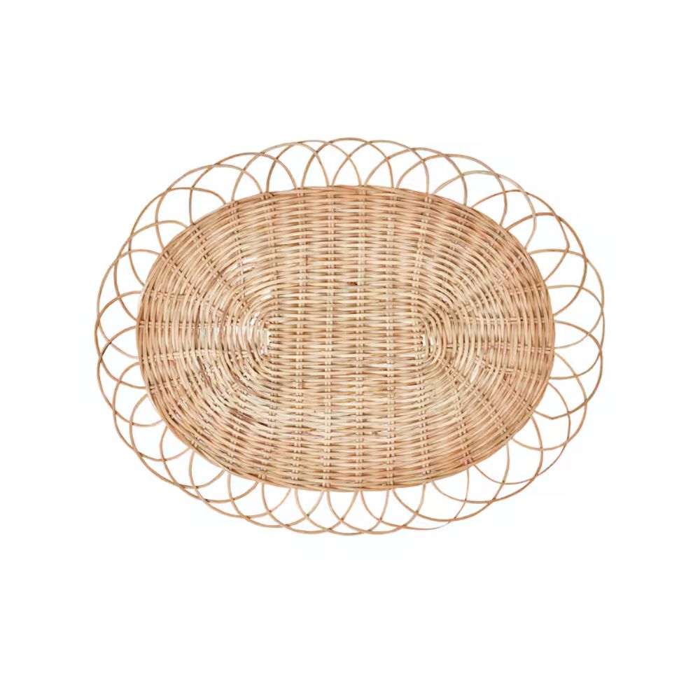 IKEA VARGFISK Place mat, natural/rattan handmade, 35 cm