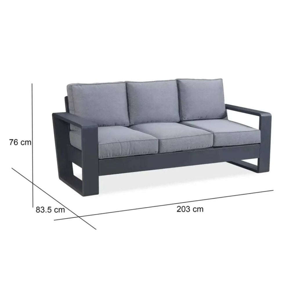 Milos 3-Seater Aluminum & Texteline Sofa (203 x 83.5 x 76 cm)