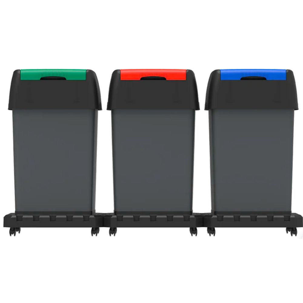 46L x 3 Modular Recycle Bins with Swing Lids