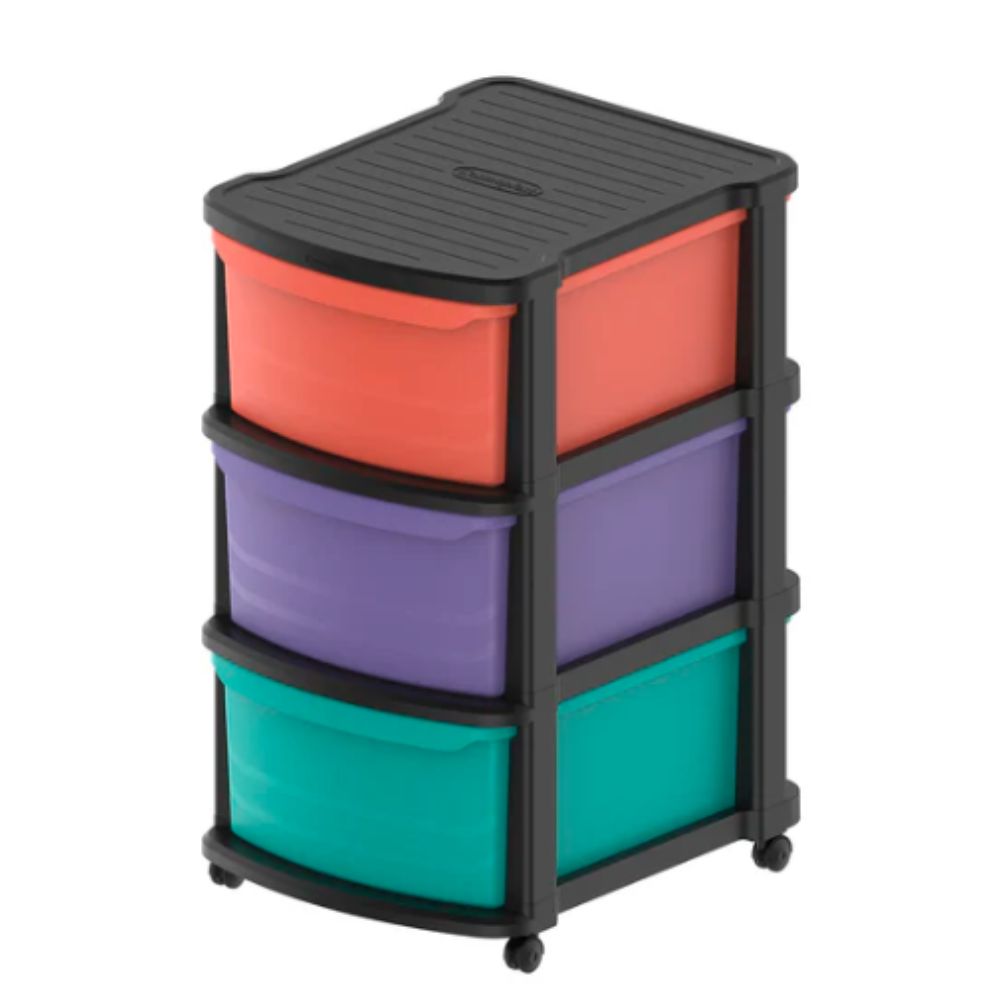 3 Tiers Multipurpose Storage Cabinet with Wheels