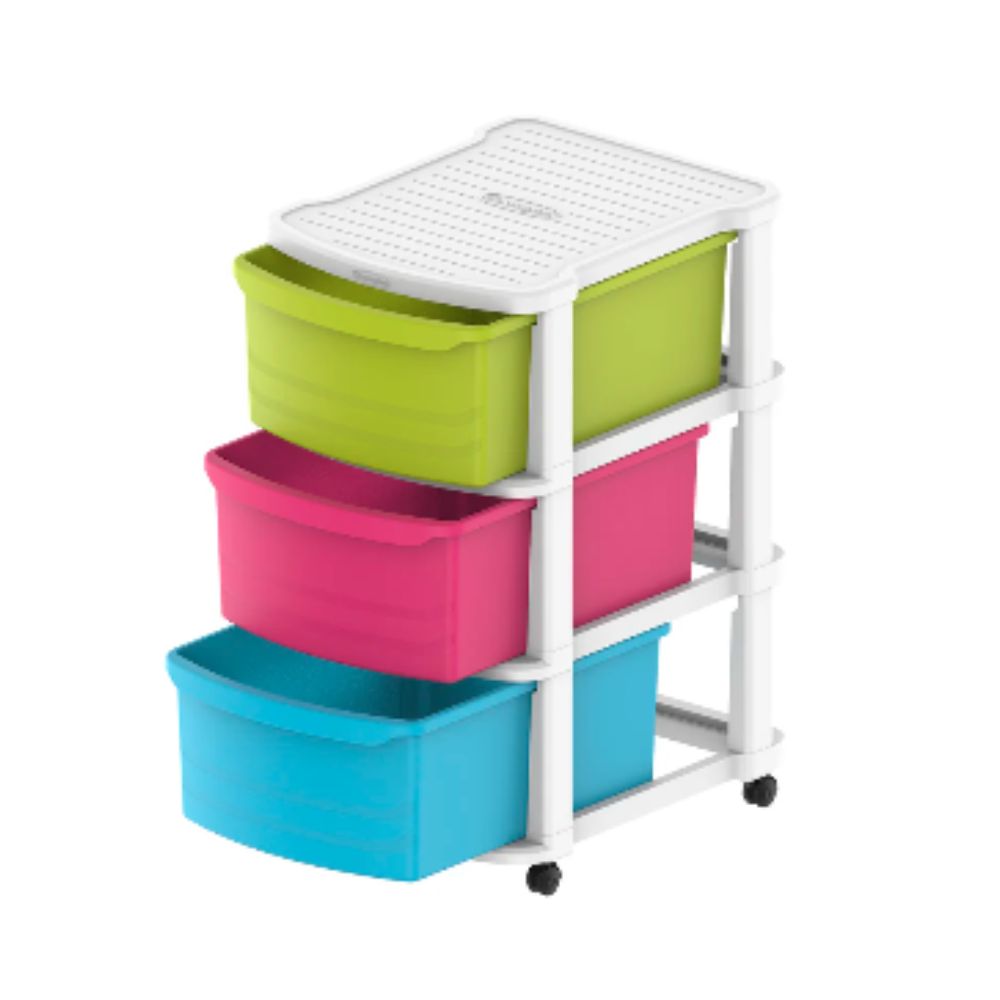 3 Tiers Multipurpose Storage Cabinet with Wheels