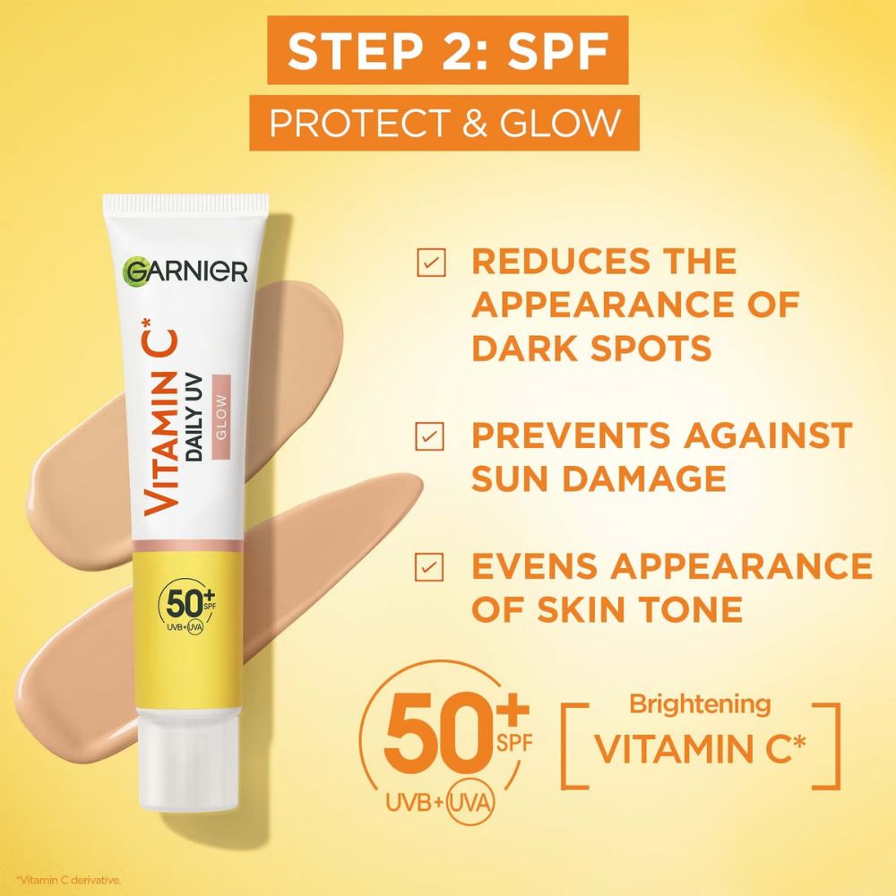 Garnier Vitamin C Brightening Serum & Glow UV Fluid SPF 50+ Face Duo Set