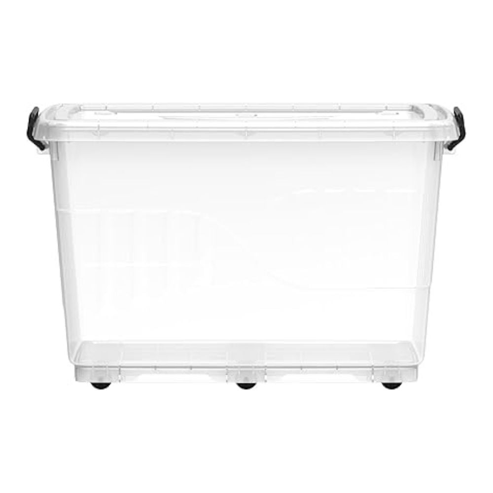 132L Clear Plastic Storage Box with Wheels & Lockable Lid