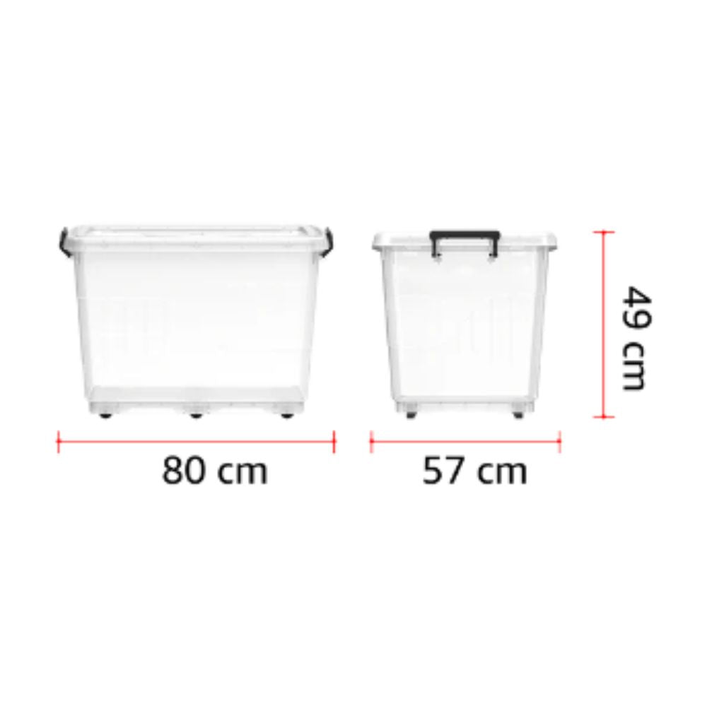 132L Clear Plastic Storage Box with Wheels & Lockable Lid