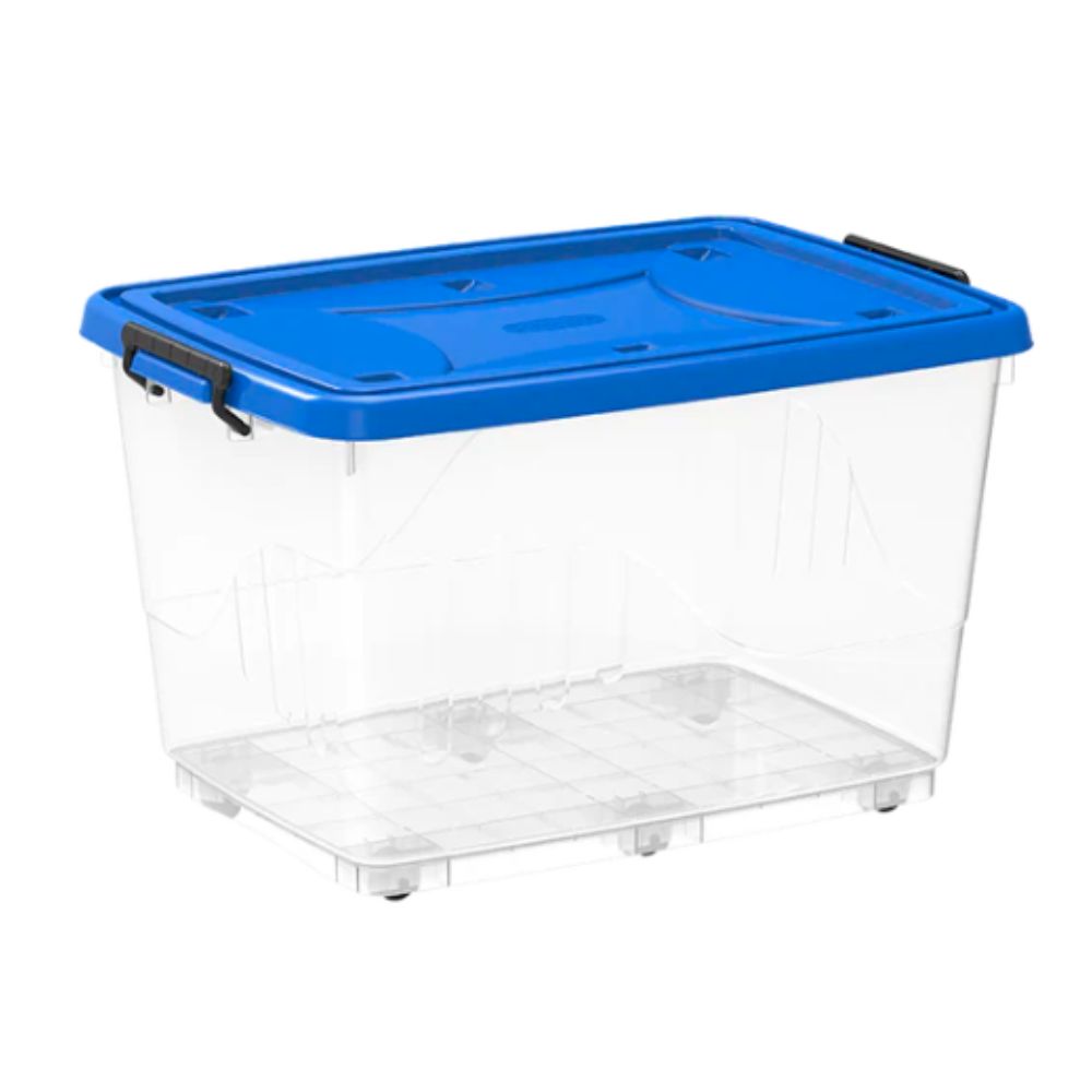 132L Clear Plastic Storage Box with Wheels & Lockable Lid