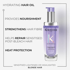 Kérastase Blond Absolu L’Huile Cicagloss Refillable Hair Oil 75ml and Refill Capsule Duo for Blonde or Lightened Hair