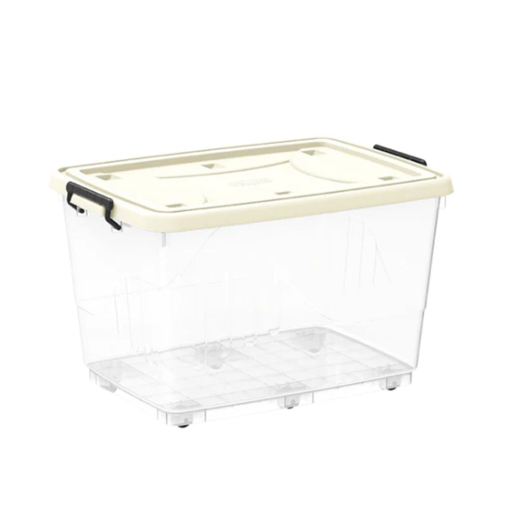 132L Clear Plastic Storage Box with Wheels & Lockable Lid