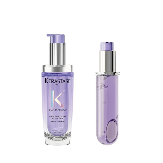 Kérastase Blond Absolu L’Huile Cicagloss Refillable Hair Oil 75ml and Refill Capsule Duo for Blonde or Lightened Hair