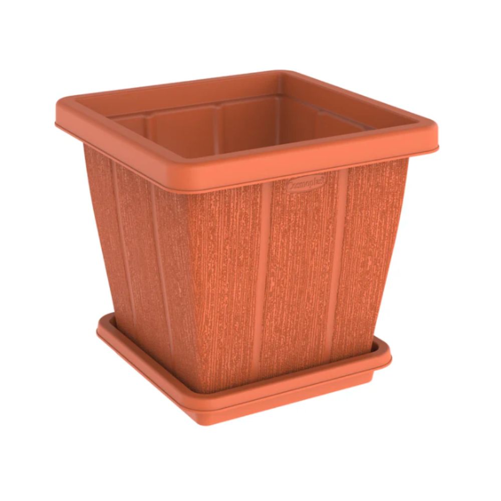 45L Cedargrain Square Planter with Tray