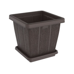 Cosmoplast Cedargrain Square Planter with Tray 45L