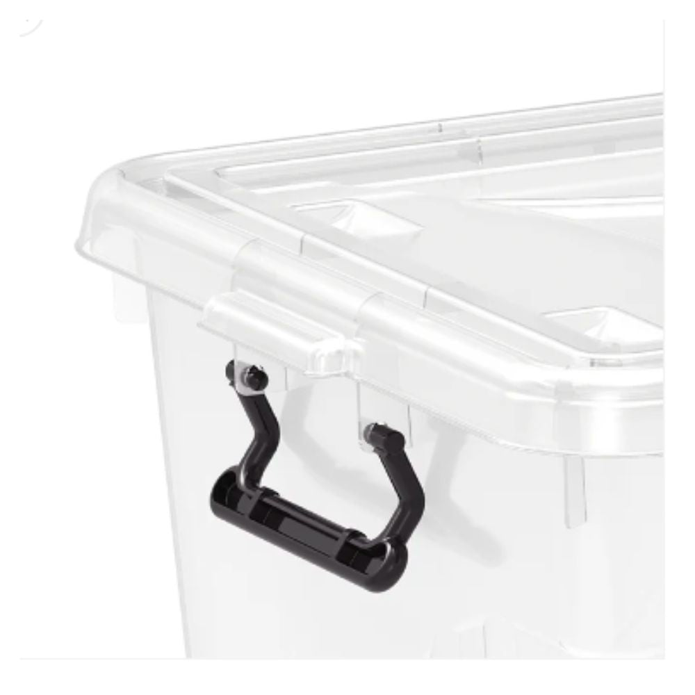 22L Clear Plastic Storage Boxes with Wheels & Lockable Lid