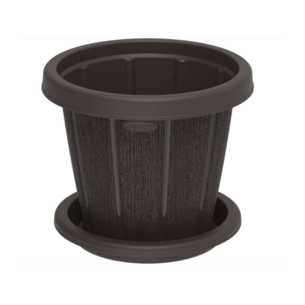 Cosmoplast Cedargrain 14" Flowerpot with Tray
