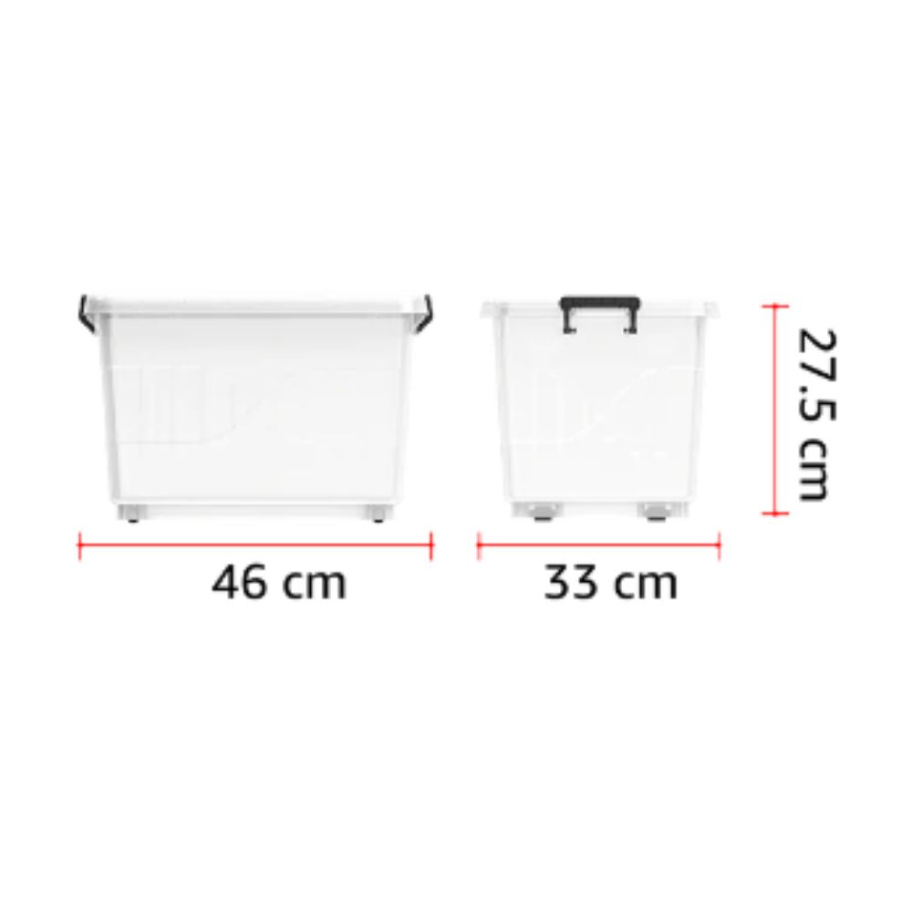 22L Clear Plastic Storage Boxes with Wheels & Lockable Lid