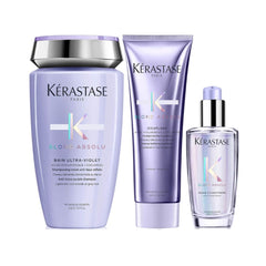 Kérastase Blond Absolu Ultraviolet Shampoo, Conditioner and Oil Trio for Brightening Blonde Hair