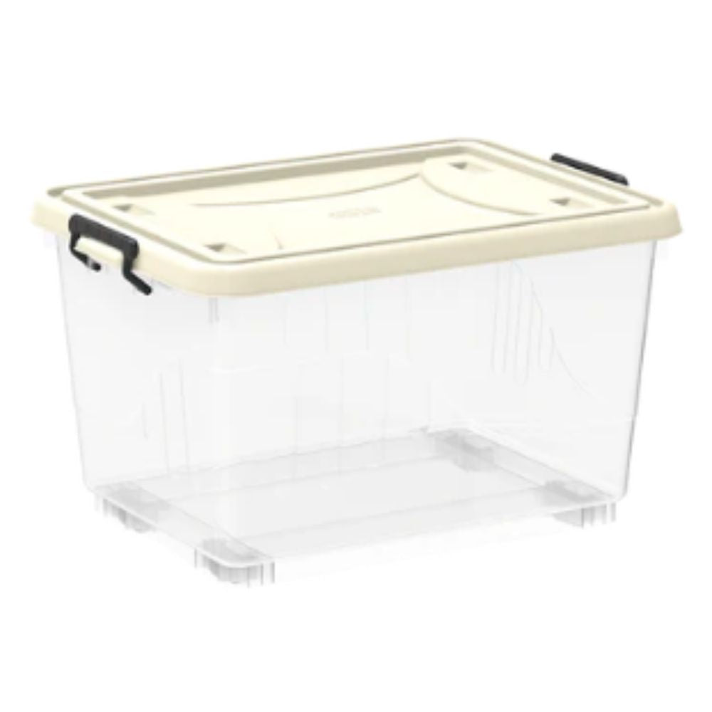 22L Clear Plastic Storage Boxes with Wheels & Lockable Lid