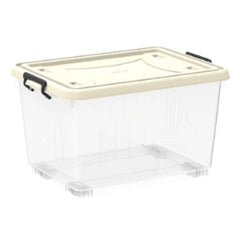 Cosmoplast Clear Plastic Storage Boxes with Wheels & Lockable Lid 22L