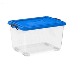 Cosmoplast Clear Plastic Storage Boxes with Wheels & Lockable Lid 22L