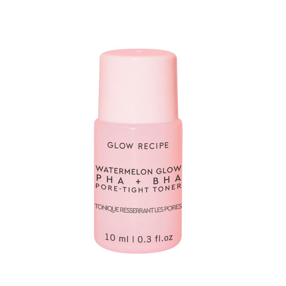 Glow Recipe Bestsellers Travel Trio: Watermelon Toner, Dew Drops and Plum Cream in Pink Mesh Pouch