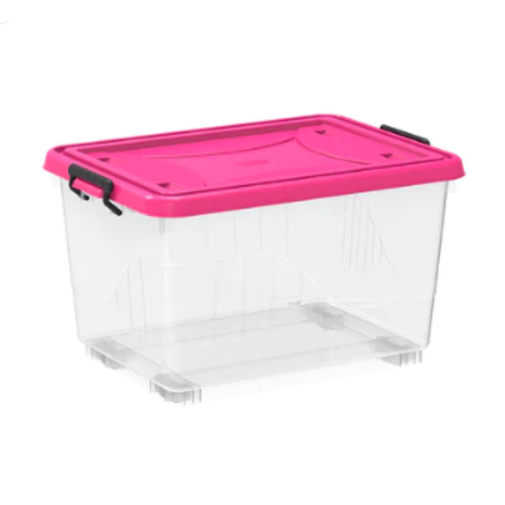 22L Clear Plastic Storage Boxes with Wheels & Lockable Lid