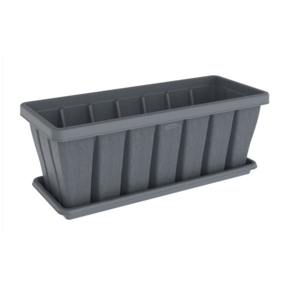 24" Cedargrain Rectangular Planter with Tray