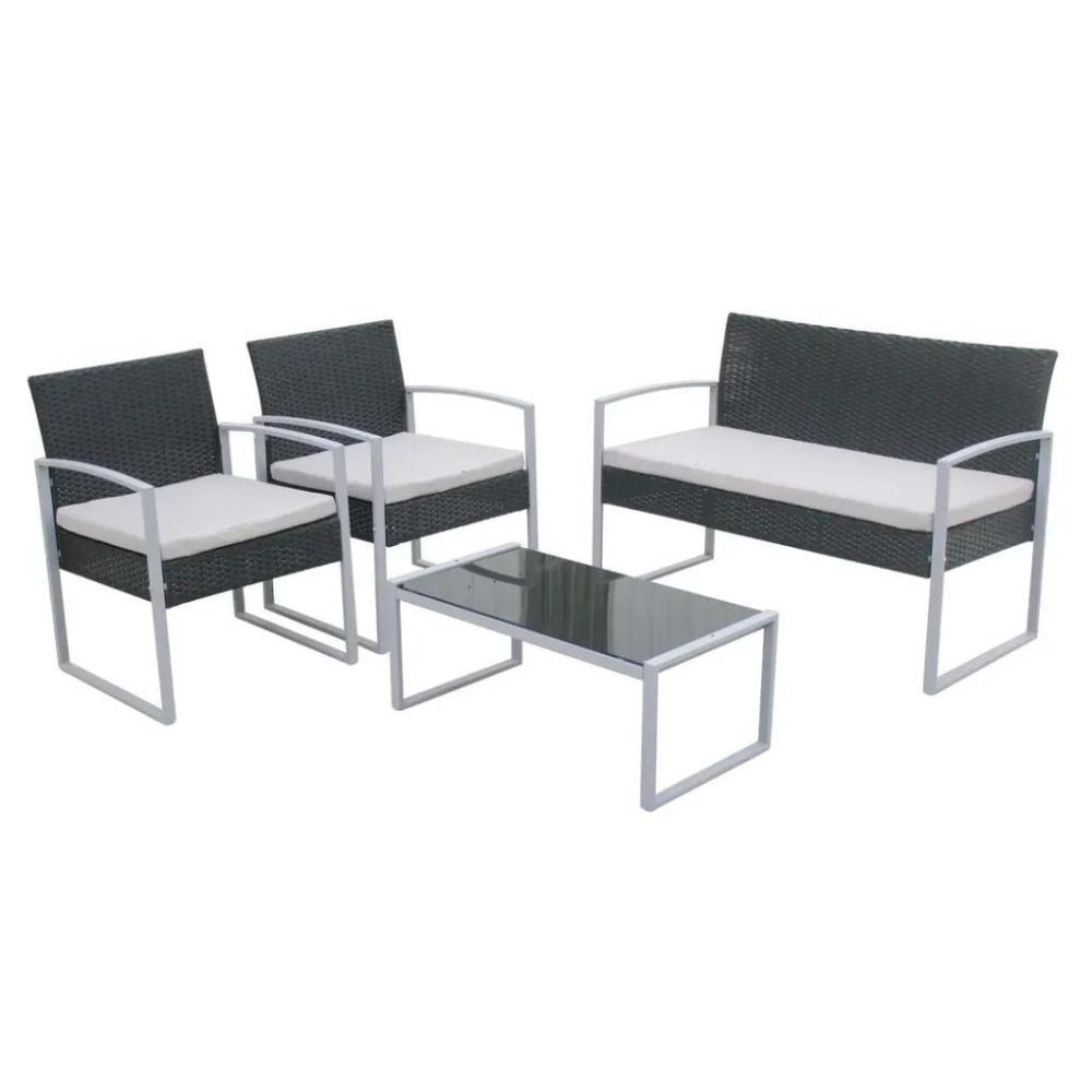 Dortmund 4-Seater PE Rattan & Steel Sofa Set