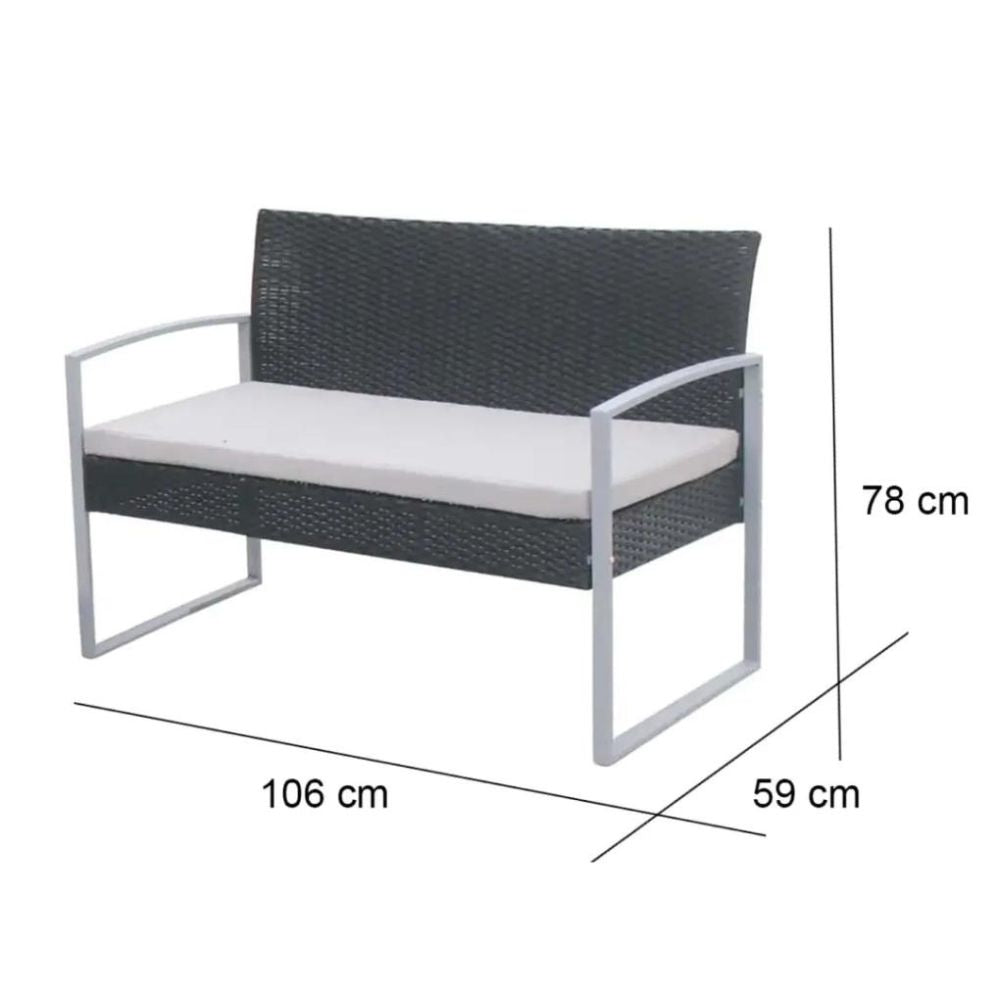 Dortmund 4-Seater PE Rattan & Steel Sofa Set