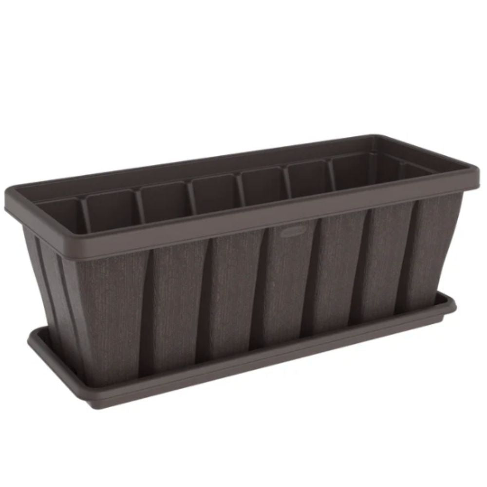 24" Cedargrain Rectangular Planter with Tray