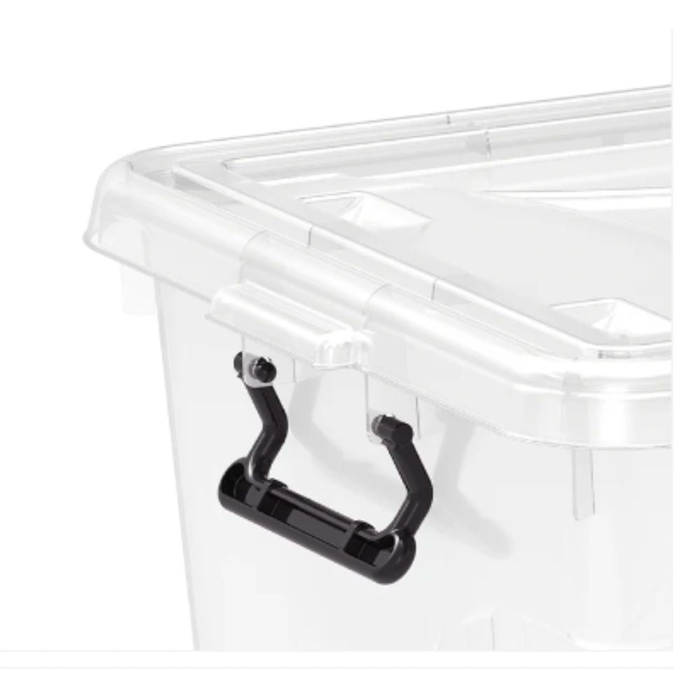 33L Clear Plastic Storage Box with Wheels & Lockable Lid