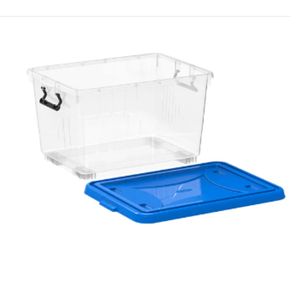 33L Clear Plastic Storage Box with Wheels & Lockable Lid