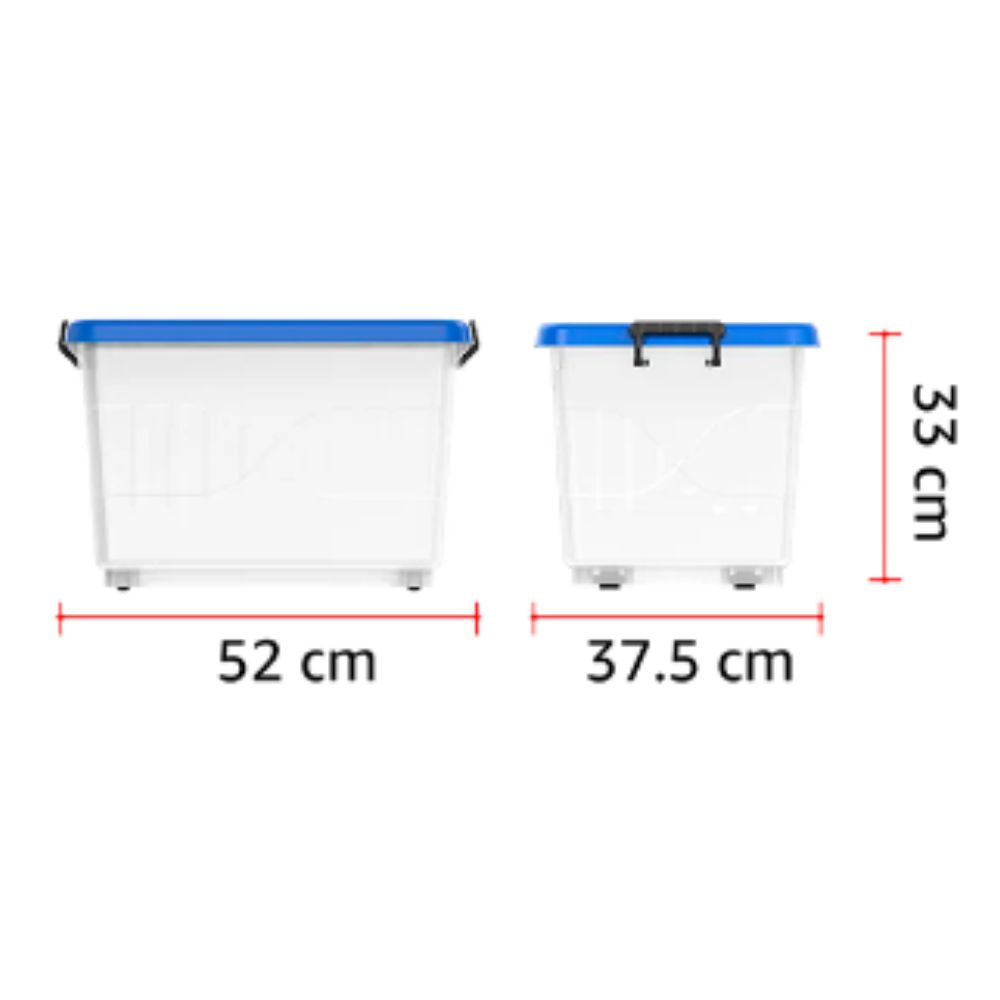 33L Clear Plastic Storage Box with Wheels & Lockable Lid