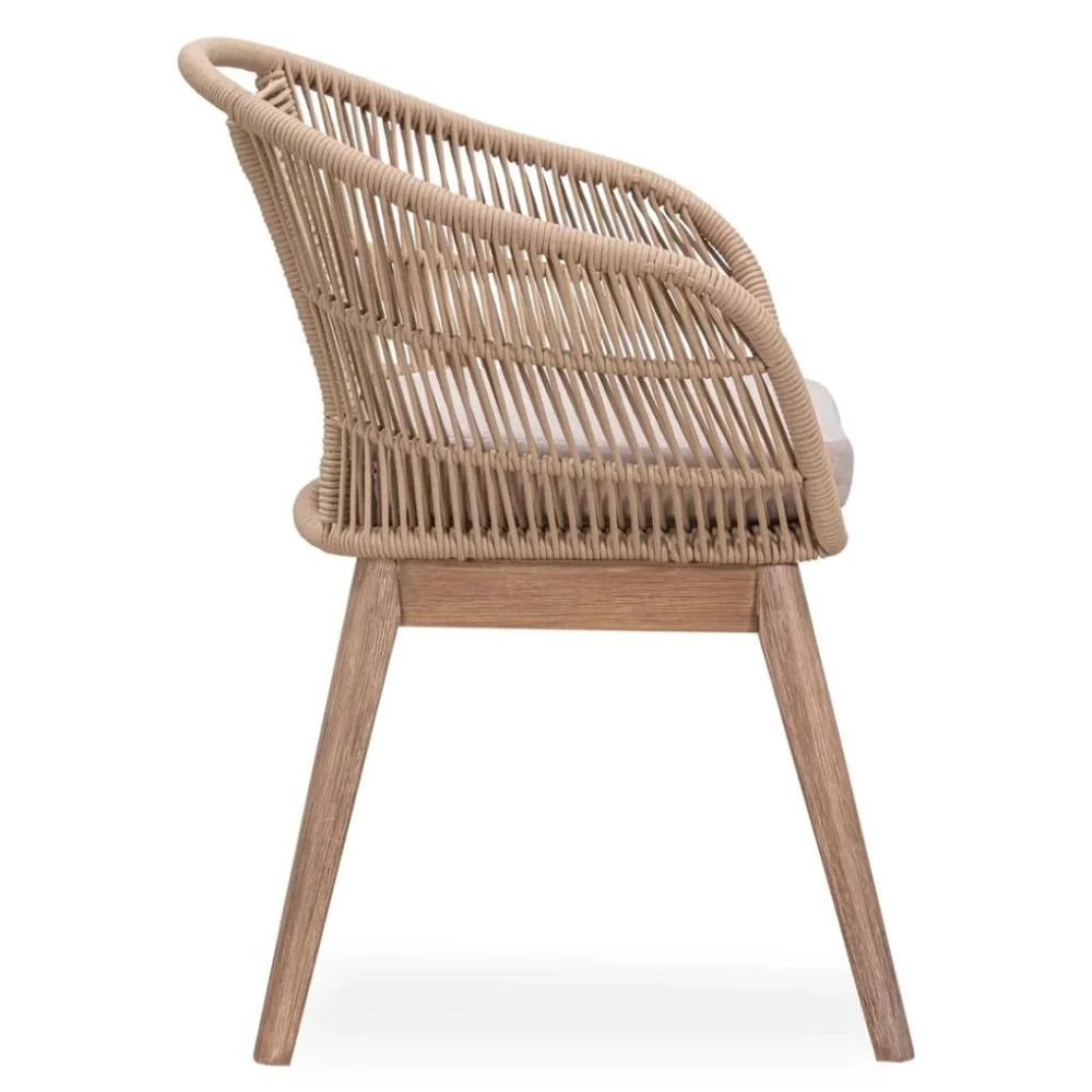 TF Eucalyptus Wood & Rope Dining Chair (68 x 64.5 x 80 cm, Beige)