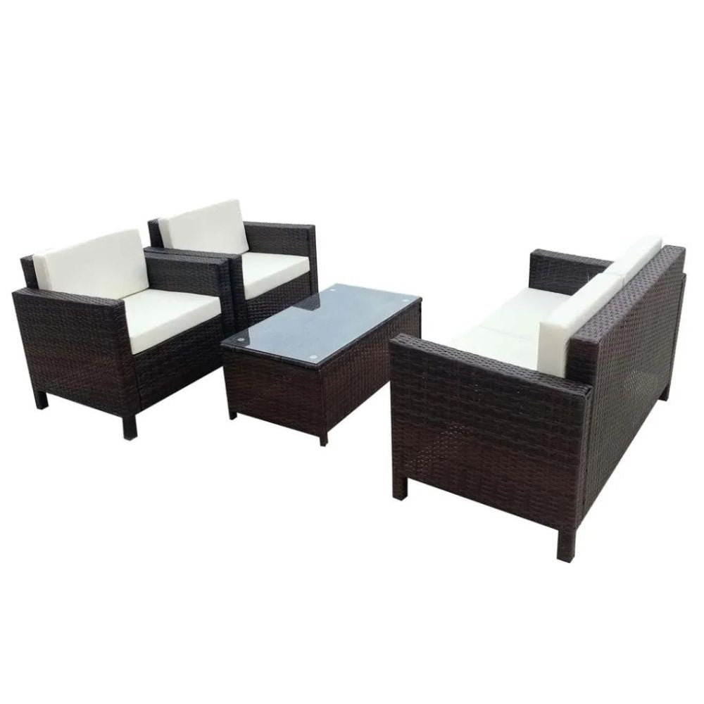 Antwerp 4-Seater PE Rattan & Steel Sofa Set W/Cushions