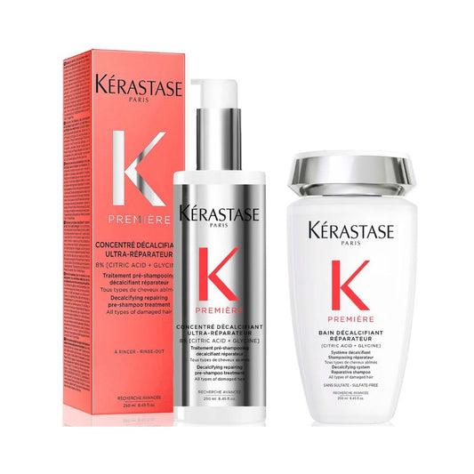 Kérastase Première Decalcifying Repairing Pre-Shampoo and Shampoo for Damaged Hair with Pure Citric Acid and Glycine