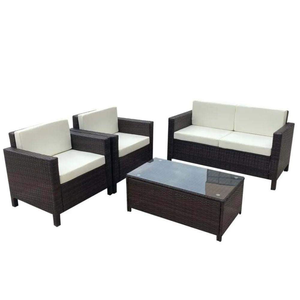 Antwerp 4-Seater PE Rattan & Steel Sofa Set W/Cushions