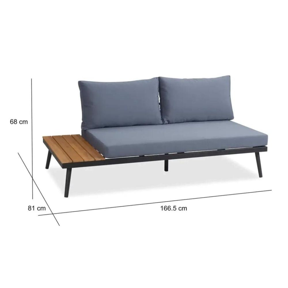 Mia 5-Seater Acacia & Steel Corner Sofa Set