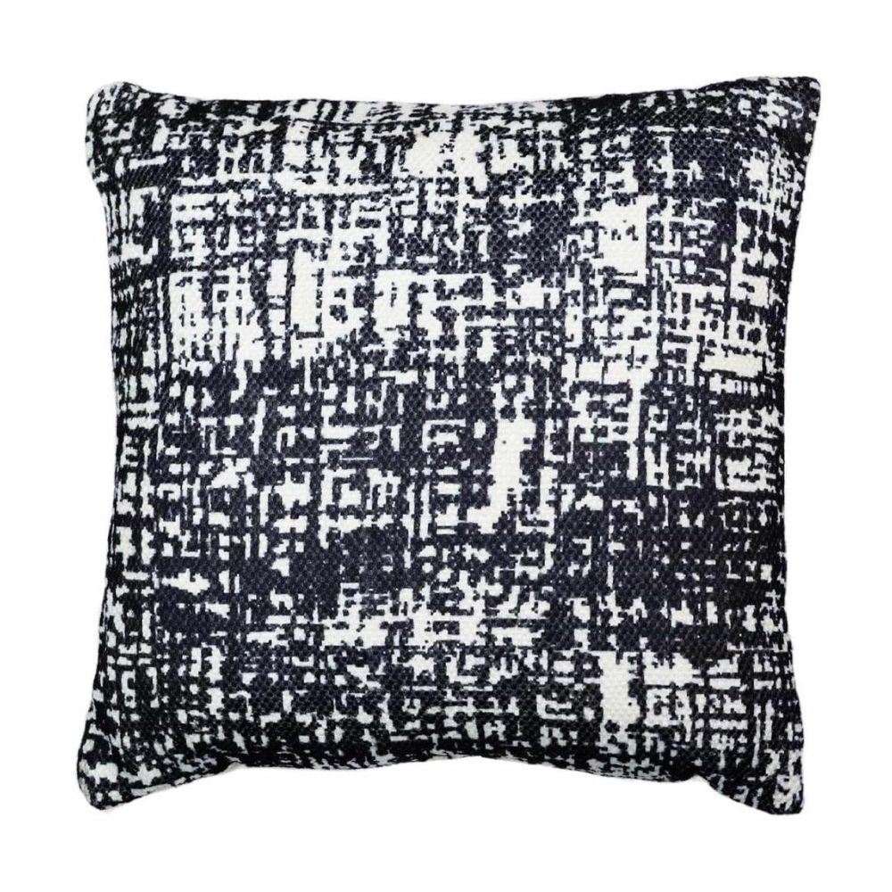 Handwoven PET Yarn Chair Cushion (45 cm x 45 cm, Black & White)