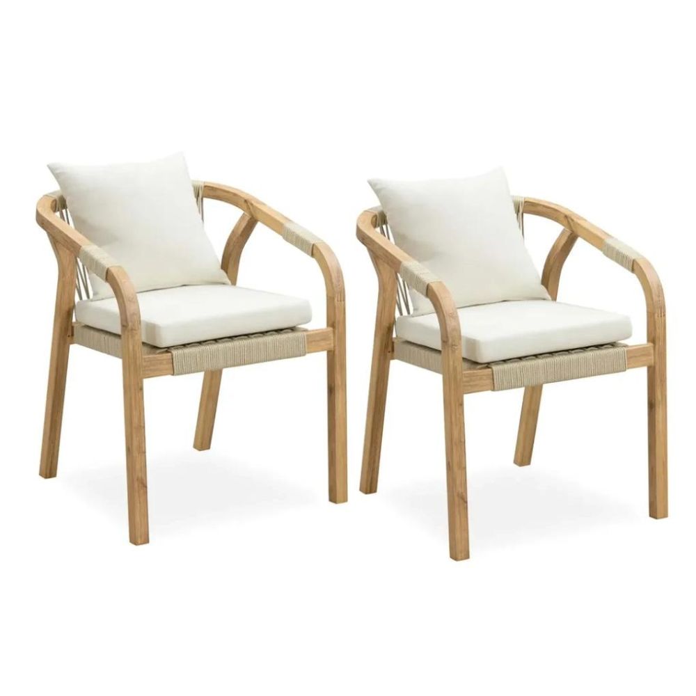 Angelo Acacia Wood & Rope Chair (2 Pc., 60 x 62 x 75 cm)