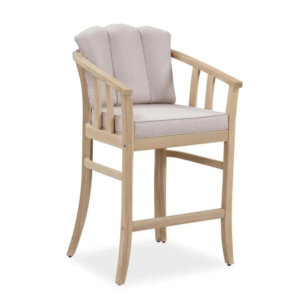 New In & Ace Exclusive Ashmore Classic Acacia Wood & Wicker Bar Chair (55.5 x 58 x 93.5 cm, 2 Pc.)