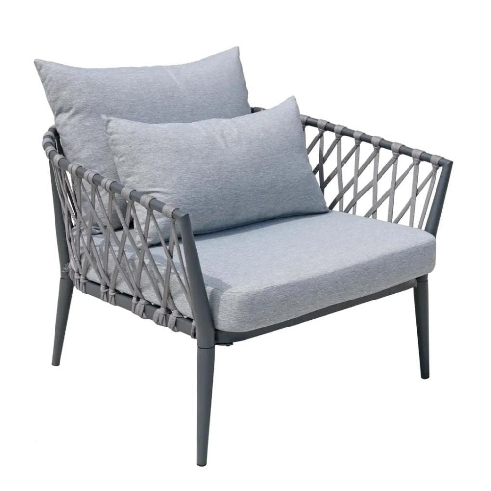 Tallinn Single-Seater Rope & Metal Sofa W/Cushions (90 x 86 x 65.6 cm, 2 Pc.)