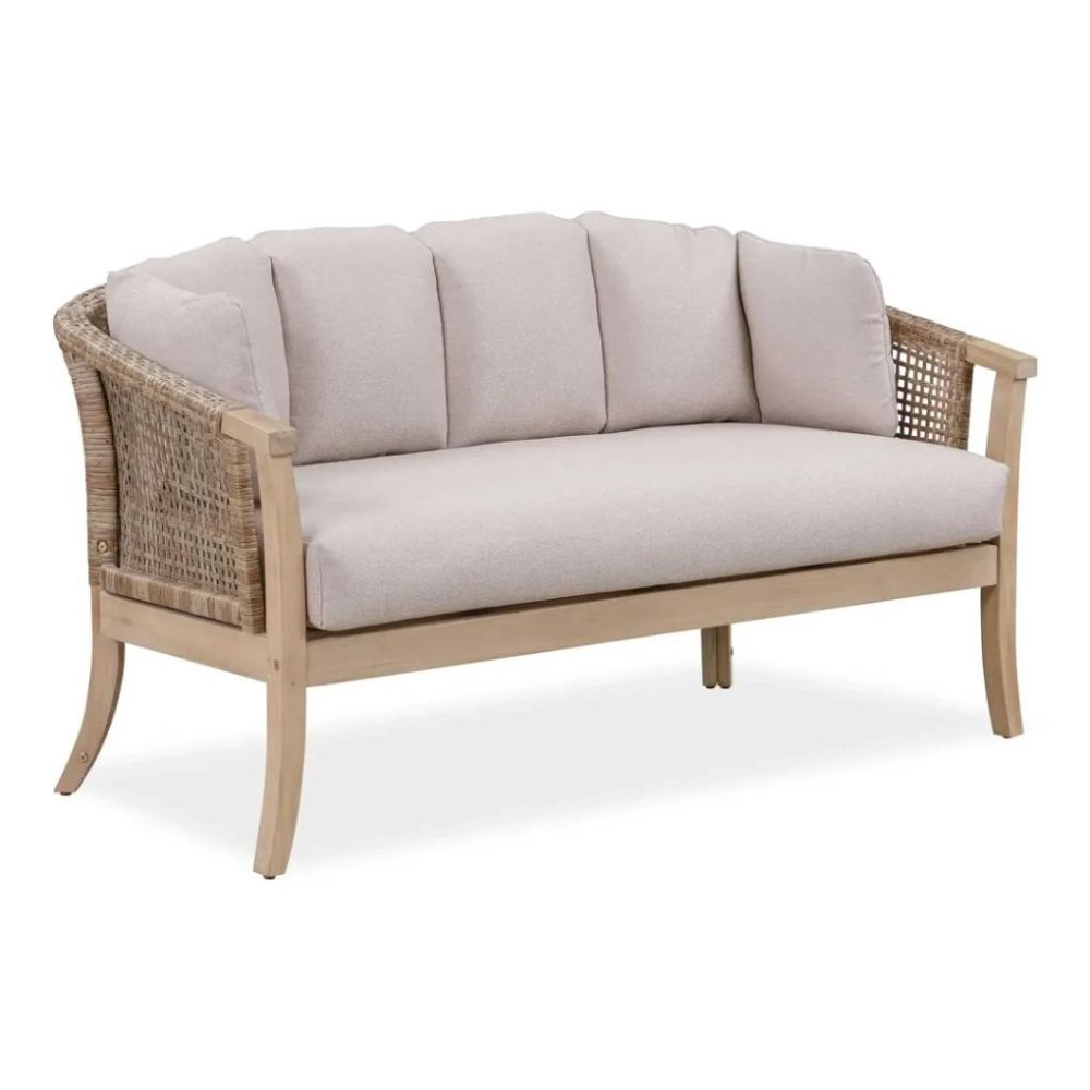 New In & Ace Exclusive Ashmore V2 2-Seater Acacia Wood & Wicker Sofa (73 x 140 x 74 cm)