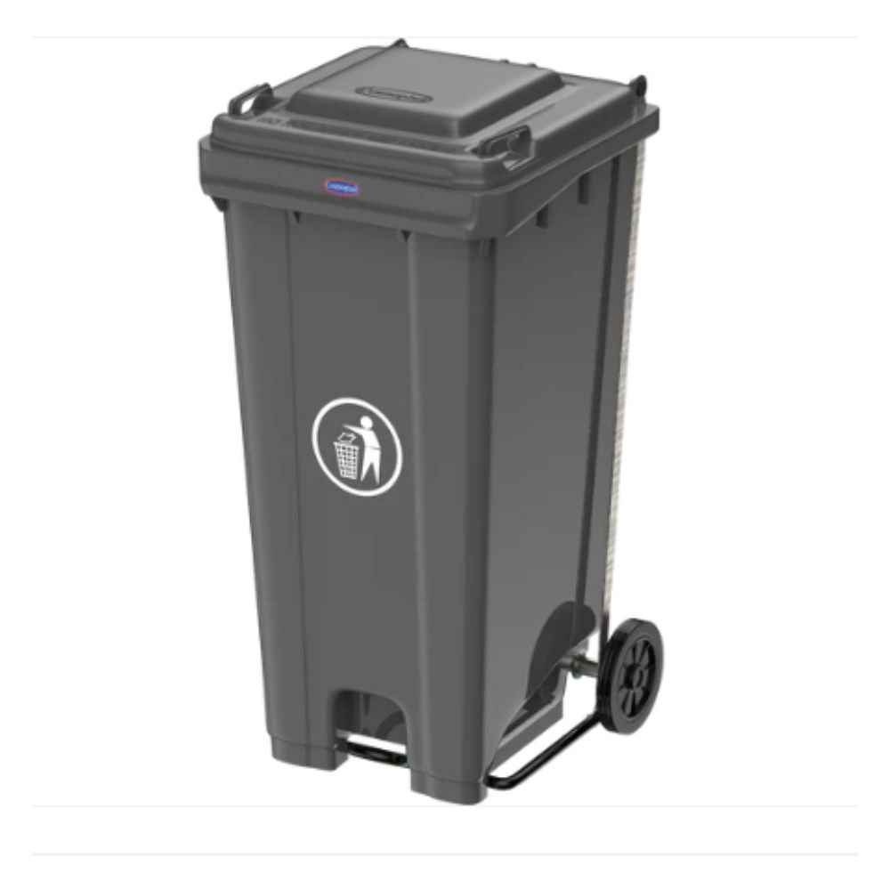 Cosmoplast Industrial Waste Bin with Pedal & Wheels 120L