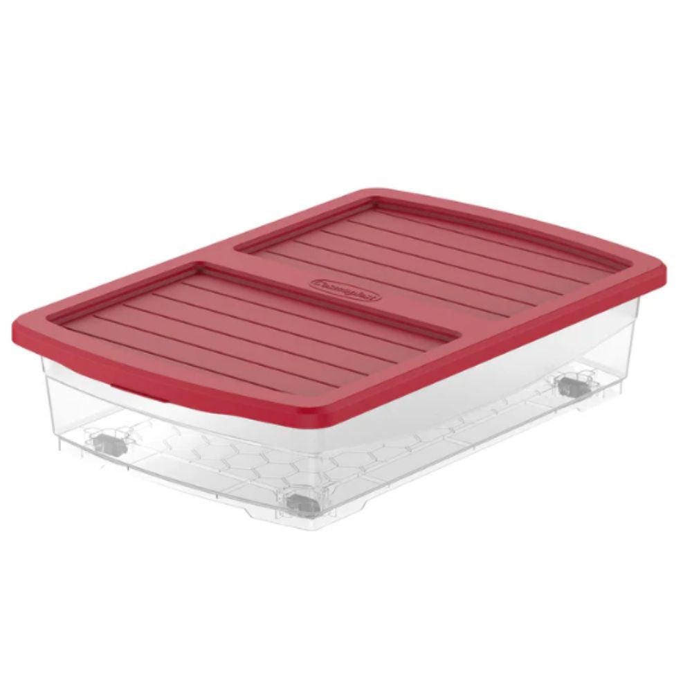 25L Clear Plastic Underbed Storage Box with Wheels & Lockable Lid