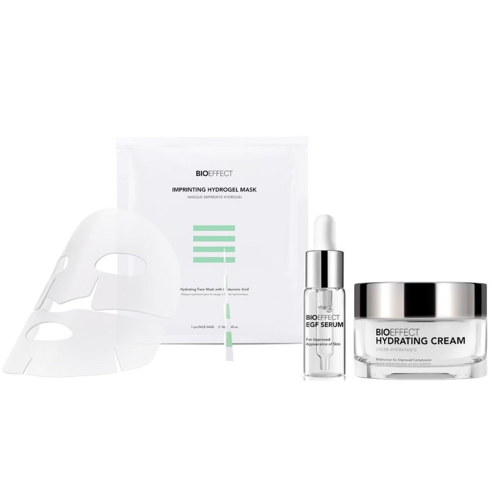 BIOEFFECT Icons Set including EGF Serum, Hydrating Cream 50ml and Imprinting Hydrogel Mask 25g