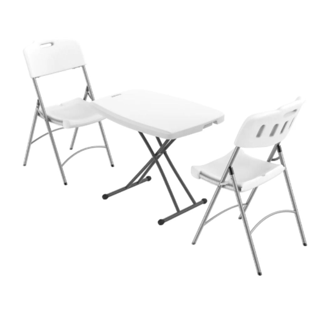 Adjustable Set of Folding Tables & Chairs with Steel Legs