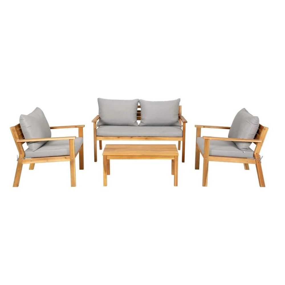 Denia 4-Seater Acacia Wood Sofa Set W/ Cushions GoodHome (4 Pc.)