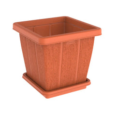 Cosmoplast Cedargrain Square Planter with Tray 30L